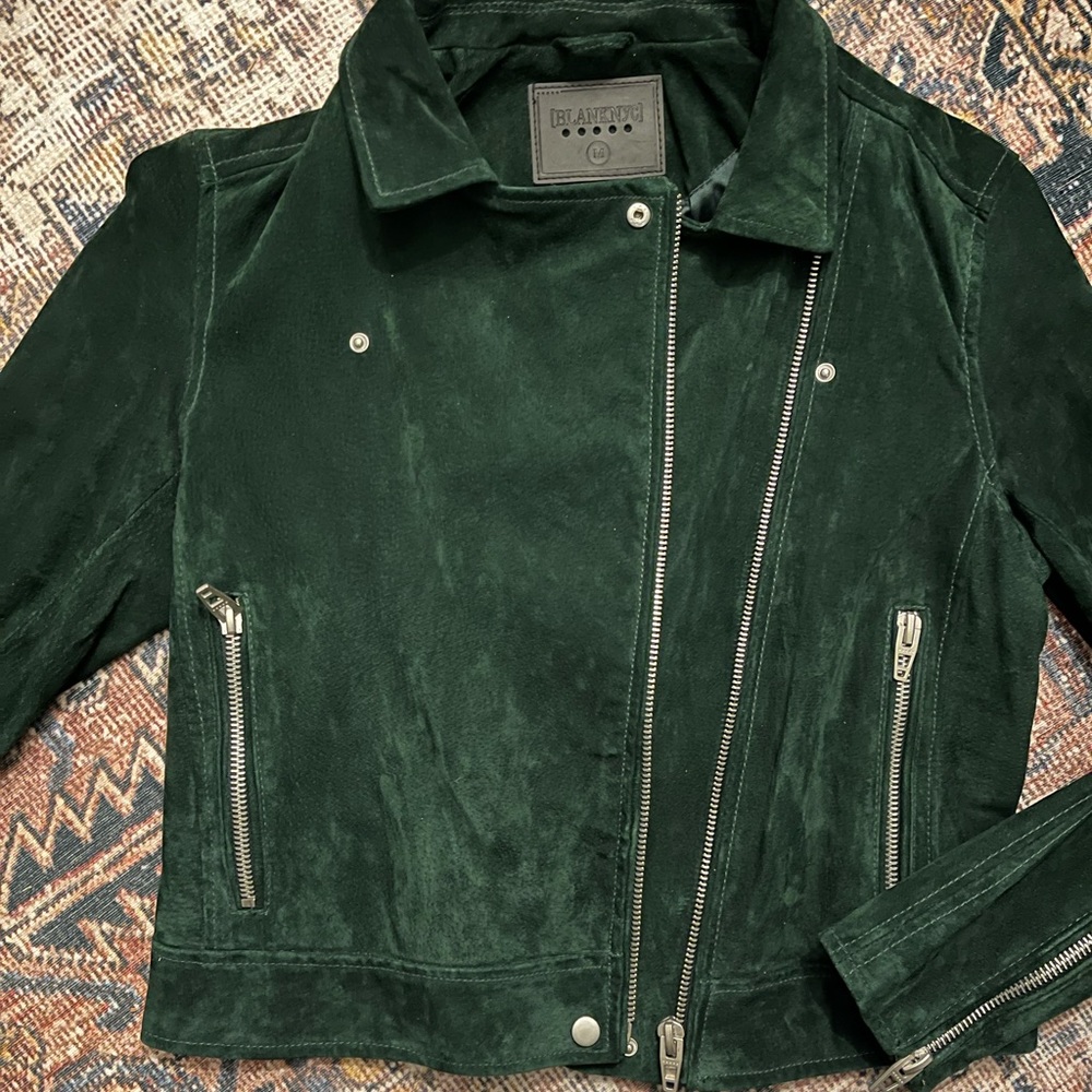 Blank NYC Suede Moto Jacket in Emerald Green
